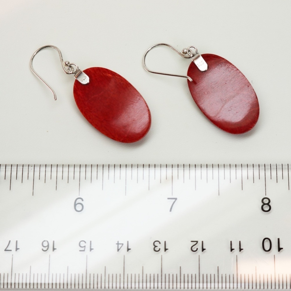 Nautical Coral *signed* Sterling Silver Earrings - Picture 5 of 6